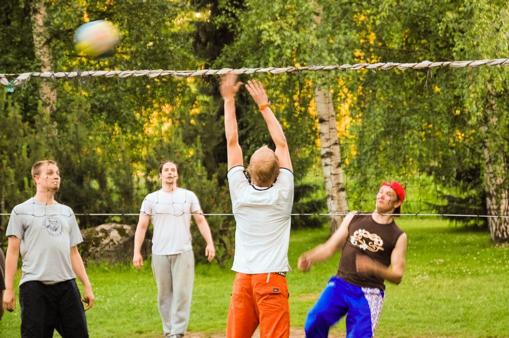 Tenants playing volleyball